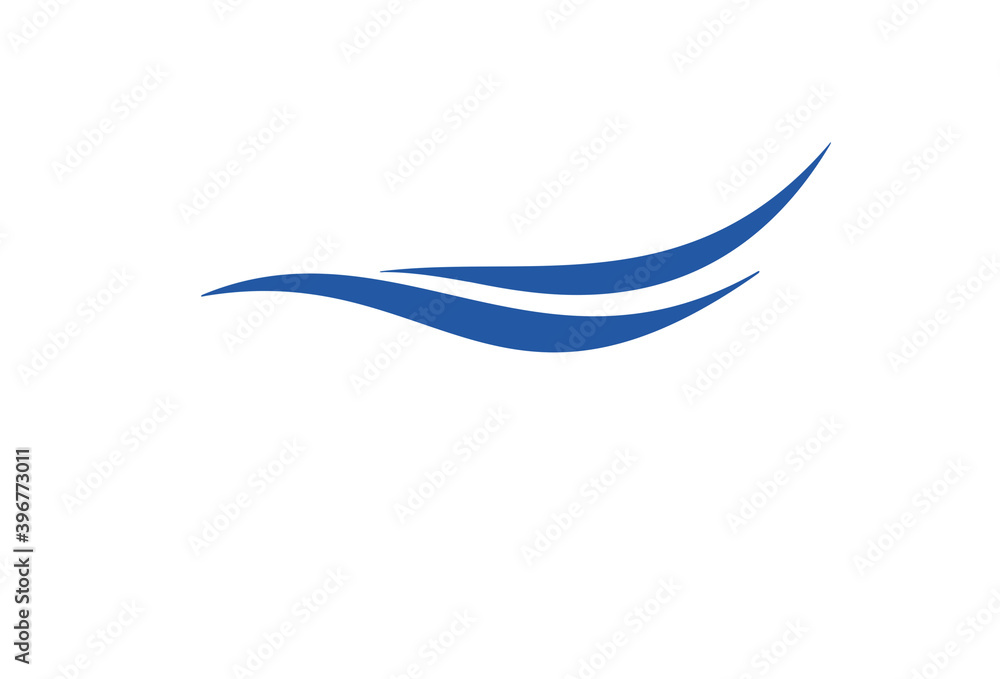 Blue flat logo design of wave Blue flat logo design of wave