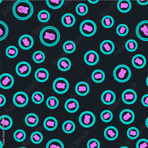 Line 3D word icon isolated seamless pattern on black background. Vector Illustration.