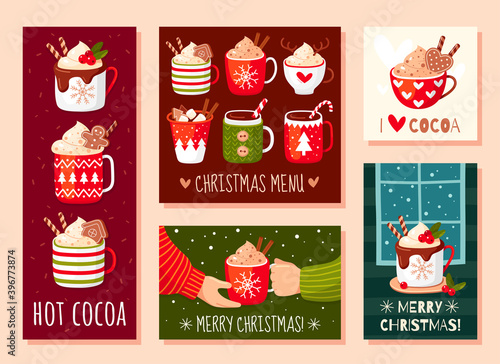 Holiday mug cards, decor christmas holiday coffee, tea cup set