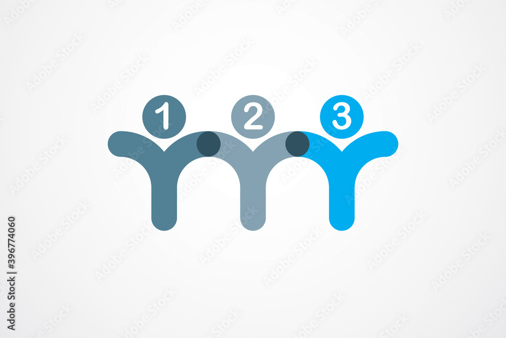 Teamwork and friendship concept created with simple geometric elements as a people crew. Vector icon or logo. Unity and collaboration idea, dream team of business people blue design. Teamwork and friendship concept created with simple geometric elements as a people crew. Vector icon or logo. Unity and collaboration idea, dream team of business people blue design.