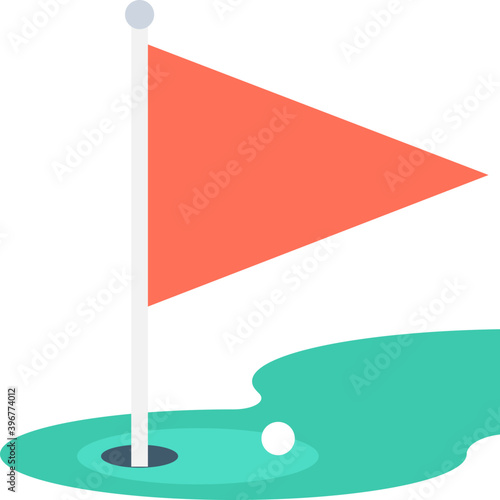  Golf Course Flat vector Icon 