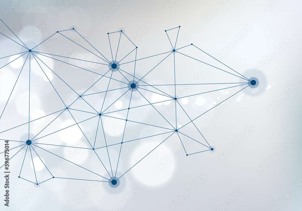 Connected 3d mesh technology and science background. With blurred defocused round lights texture. Vector abstract virtual particles structure. Connected 3d mesh technology and science background. With blurred defocused round lights texture. Vector abstract virtual particles structure.