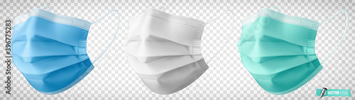 Masques chirurgicaux vectoriels sur fond transparent