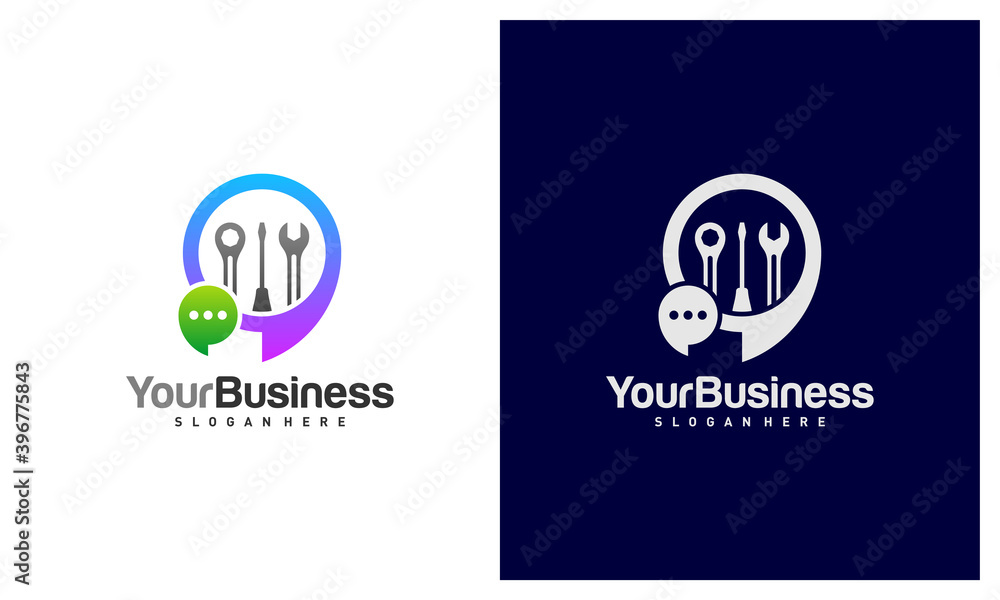 Chat Mechanic logo vector template, Creative Mechanic logo design concepts Chat Mechanic logo vector template, Creative Mechanic logo design concepts