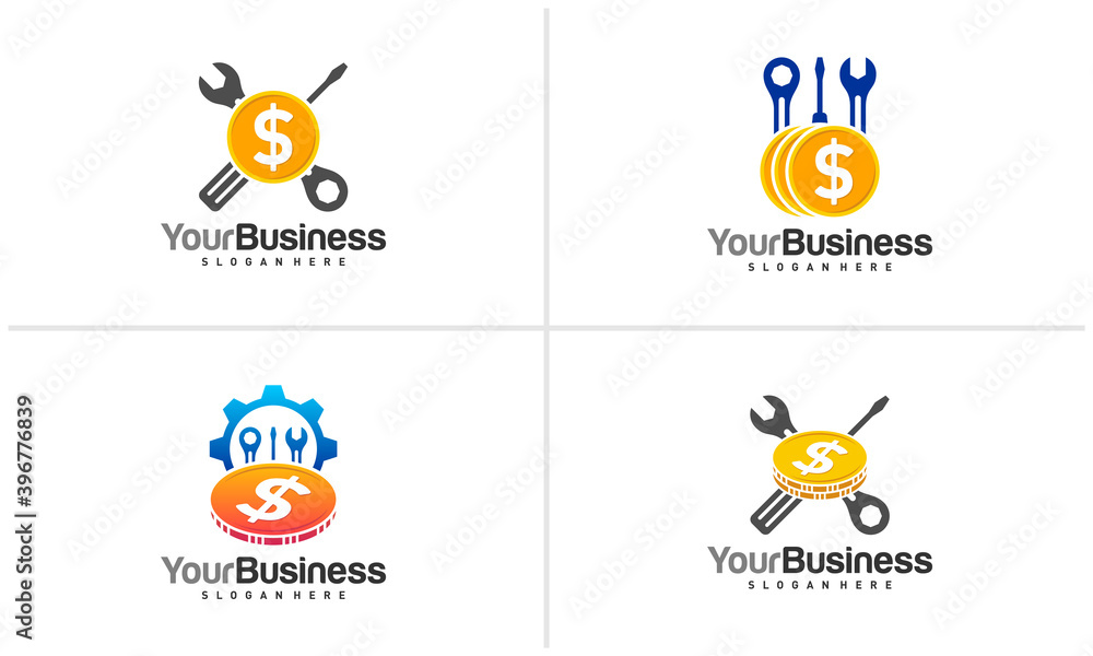 Set of Money Mechanic logo vector template, Creative Mechanic logo design concepts Set of Money Mechanic logo vector template, Creative Mechanic logo design concepts