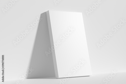 Fototapeta Naklejka Na Ścianę i Meble -  Rectangular poster on floor leaning at wall diagonal view