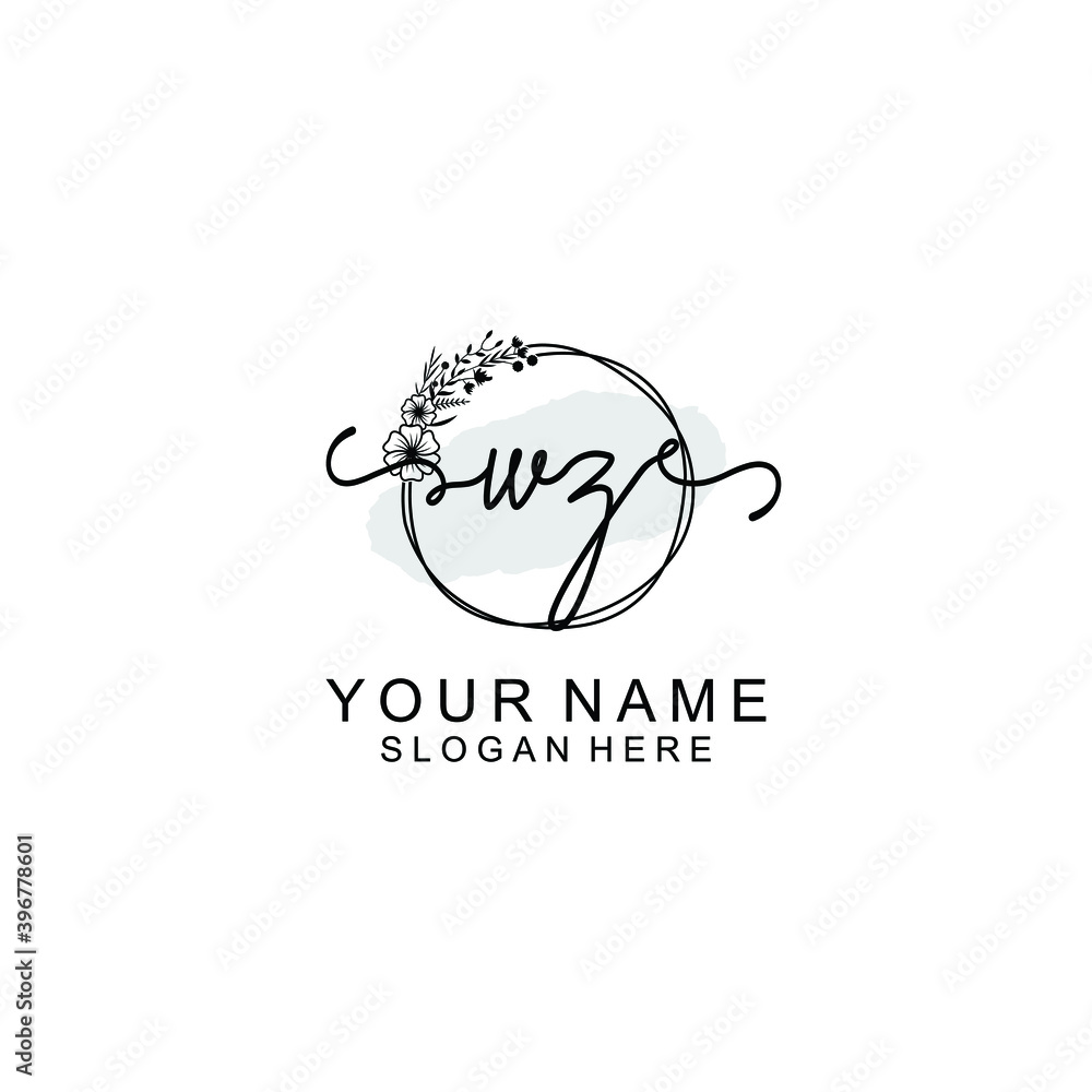 Initial WZ Handwriting, Wedding Monogram Logo Design, Modern Minimalistic and Floral templates for Invitation cards Initial WZ Handwriting, Wedding Monogram Logo Design, Modern Minimalistic and Floral templates for Invitation cards