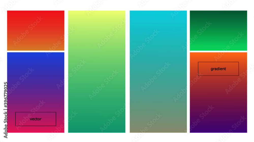 Gradient soft pastel colors vector background set. Smooth light colors web or UI design style, abstract crative vector collection of trendy gradient texture set vector illustration