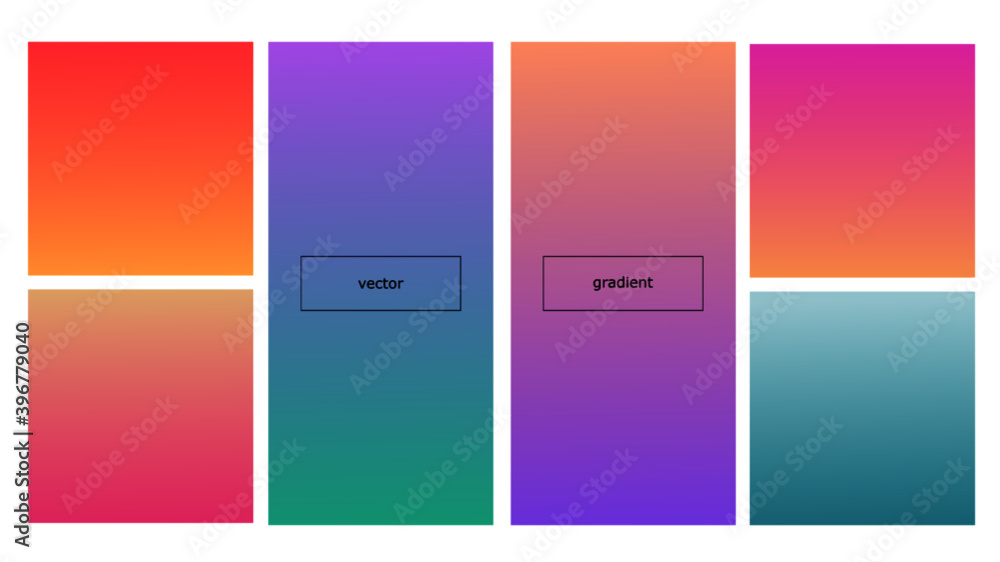 Abstract gradient colors vector background design set. Smooth soft tredny colors web or UI design template, abstract crative vector collection of classic gradient color blends