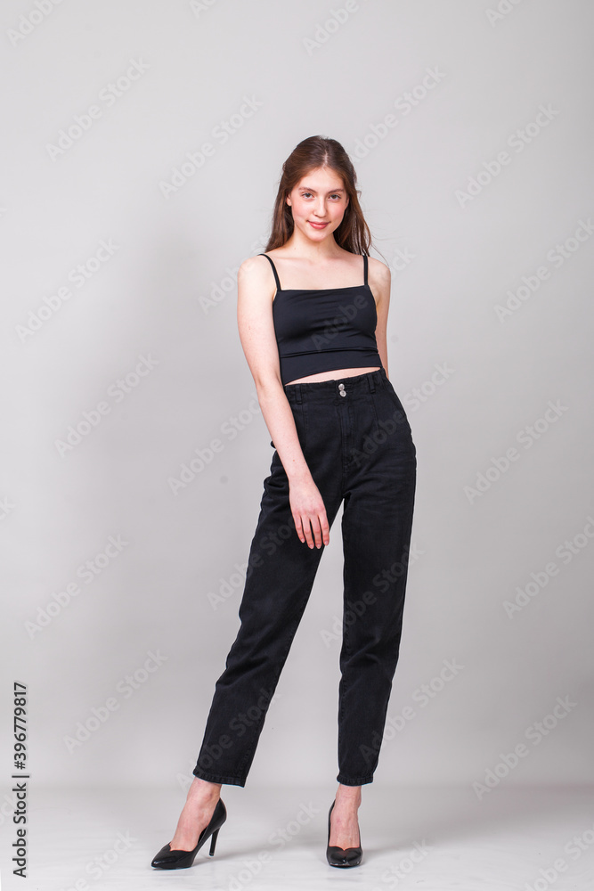 Full body portrait of a young beautiful brunette girl Full body portrait of a young beautiful brunette girl