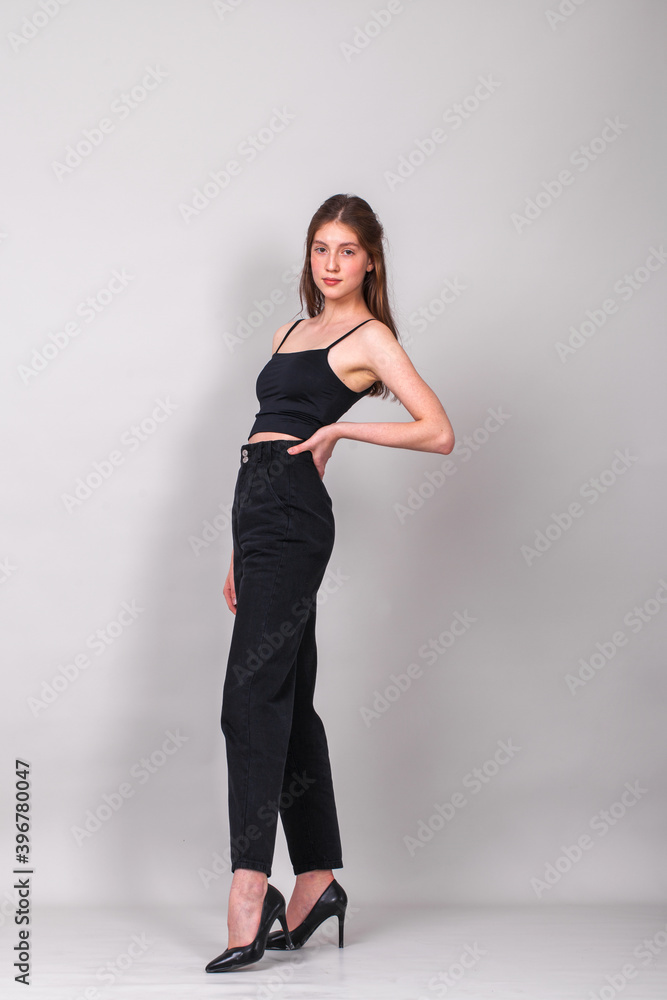 Full body portrait of a young beautiful brunette girl Full body portrait of a young beautiful brunette girl