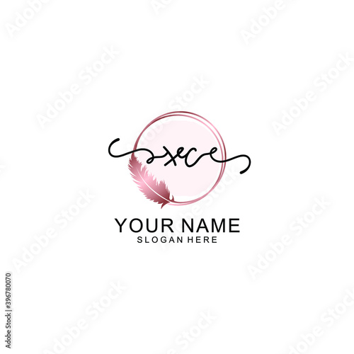 Initial XC Handwriting, Wedding Monogram Logo Design, Modern Minimalistic and Floral templates for Invitation cards
