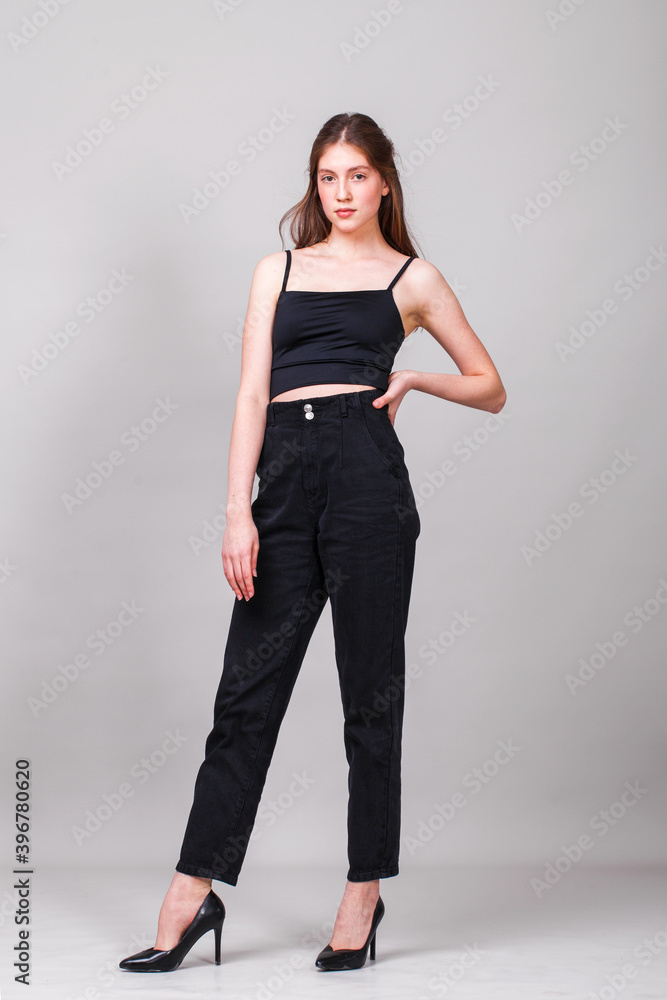 Full body portrait of a young beautiful brunette girl Full body portrait of a young beautiful brunette girl