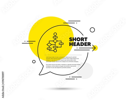 Block diagram line icon. Speech bubble vector concept. Path scheme sign. Algorithm symbol. Block diagram line icon. Abstract bubble balloon badge. Vector
