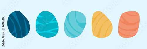 Colorful stripped stone illustration set