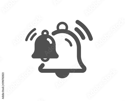 Bells icon. Alarm reminder sign. Notification symbol. Quality design element. Flat style bell icon. Editable stroke. Vector