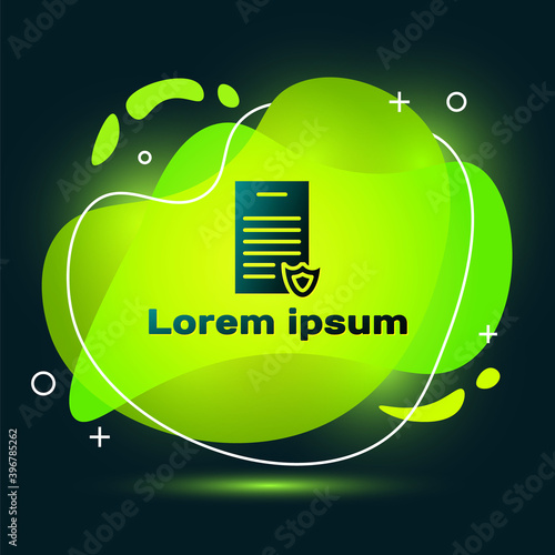 Black Firearms license certificate icon isolated on black background. Weapon permit. Abstract banner with liquid shapes. Vector.