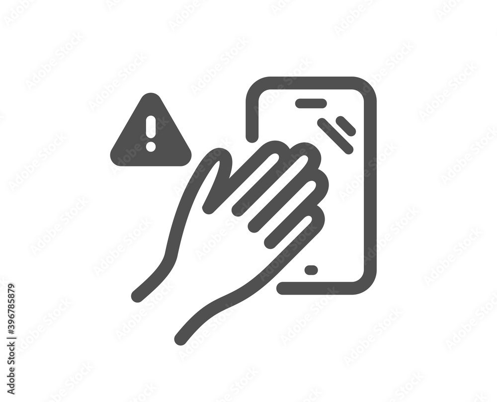 Dont touch phone icon. Hand warning sign. Hygiene notification symbol. Quality design element. Flat style dont touch icon. Editable stroke. Vector Dont touch phone icon. Hand warning sign. Hygiene notification symbol. Quality design element. Flat style dont touch icon. Editable stroke. Vector