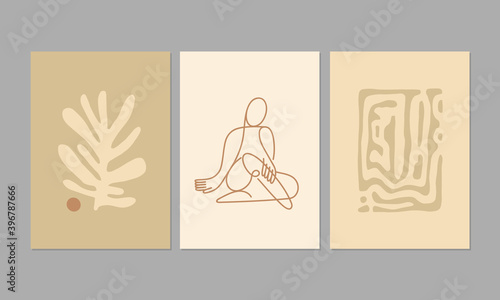 Contemporary aesthetic posters with abstract minimalist illustrations in pastel colors. Great for interior decor, wall art, tote bag, t-shirt print.