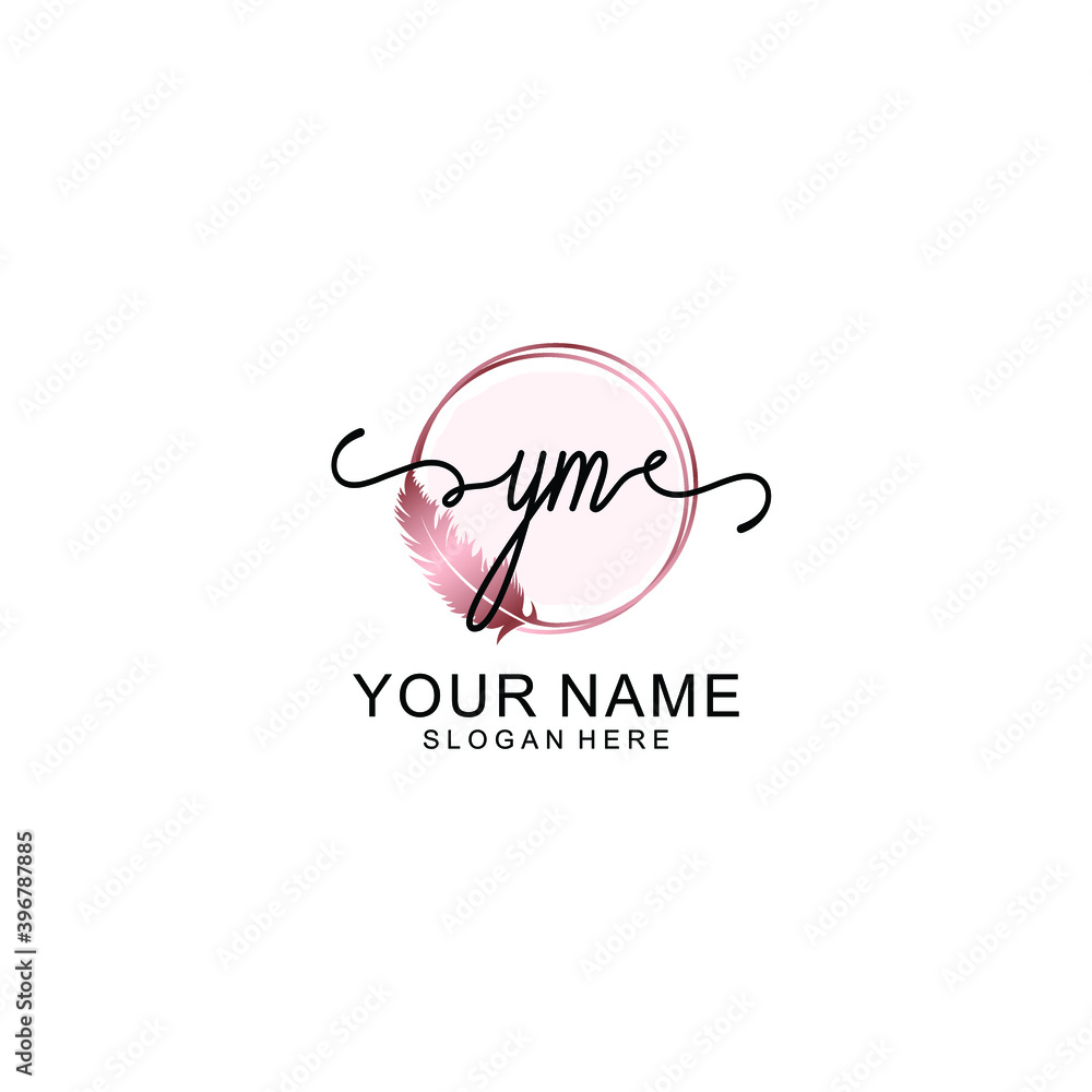 Initial YM Handwriting, Wedding Monogram Logo Design, Modern Minimalistic and Floral templates for Invitation cards Initial YM Handwriting, Wedding Monogram Logo Design, Modern Minimalistic and Floral templates for Invitation cards