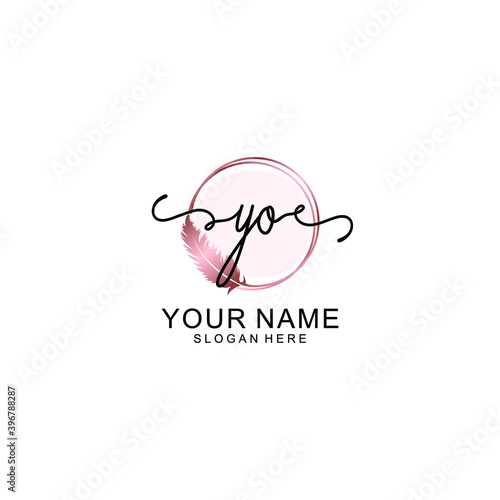 Initial YO Handwriting, Wedding Monogram Logo Design, Modern Minimalistic and Floral templates for Invitation cards