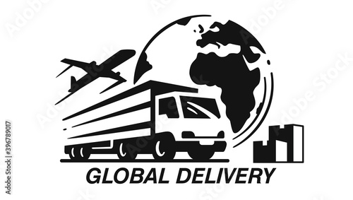 transport truck emblems on white background