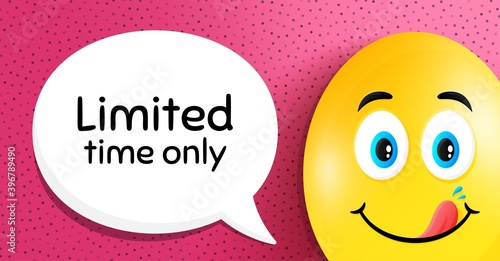Limited time symbol. Easter egg with yummy smile face. Special offer sign. Sale. Easter smile character. Limited time speech bubble. Yummy egg background. Vector