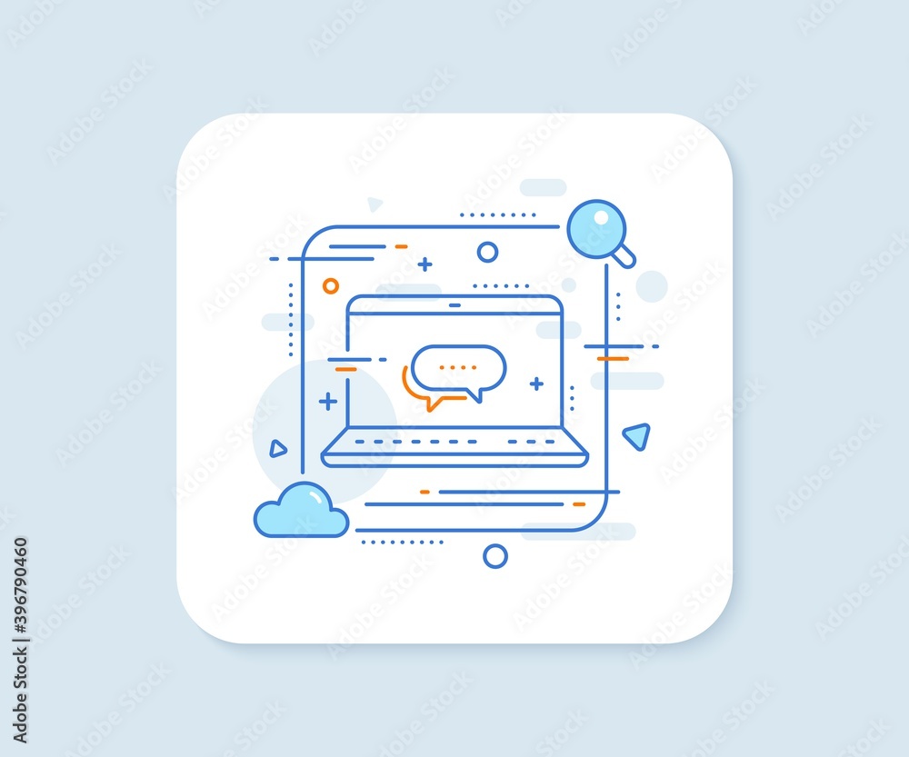 Dots message line icon. Abstract vector button. Chat comment sign. Speech bubble symbol. Dots message line icon. Laptop concept badge. Vector Dots message line icon. Abstract vector button. Chat comment sign. Speech bubble symbol. Dots message line icon. Laptop concept badge. Vector