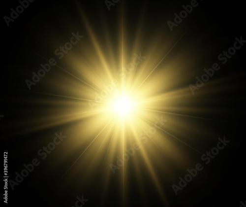Bright beautiful star.Vector illustration of a light effect on a transparent background.