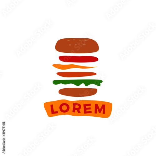 BURGER FLY LOGO DESIGN WITH SIMPLE AND FLAT STYLE FOR RESTAURAND AND FASTFOOD BRAND IDENTITY