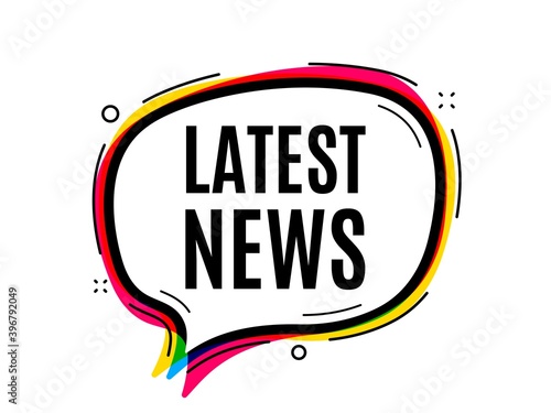 Latest news symbol. Speech bubble vector banner. Media newspaper sign. Daily information. Thought or dialogue speech balloon shape. Latest news chat think bubble. Infographic cloud message. Vector