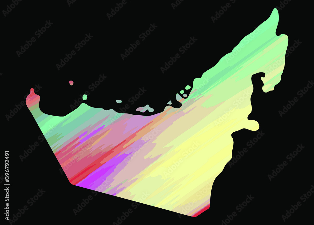 Obraz premium UAE United Arabian Emirates colorful vector map silhouette