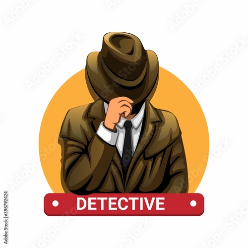 Detective with cowboy hat character symbol mascot concept in cartoon illustration vector on white background