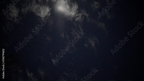 Starry Night Constellations with Small Clouds Hovering in the Night Sky