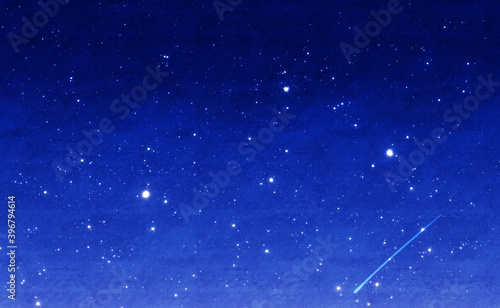 流れ星と満天の星空と青色の空の背景イメージ素材