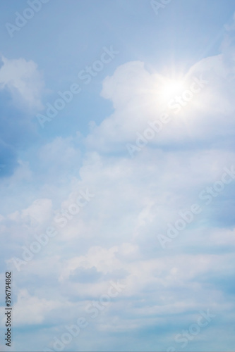 clouds in the blue sky. Windy clear cloud on blue sky in morning summer nature background concept for vivid nature fog banner image