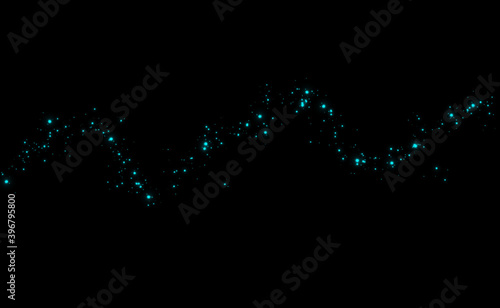 水色の緩やかな曲線のライン状のキラキラ背景イメージ素材