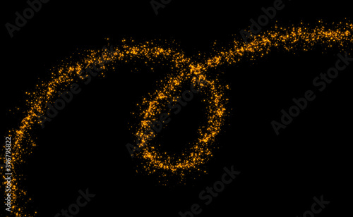 オレンジ色の緩やかな曲線のライン状のキラキラ背景イメージ素材