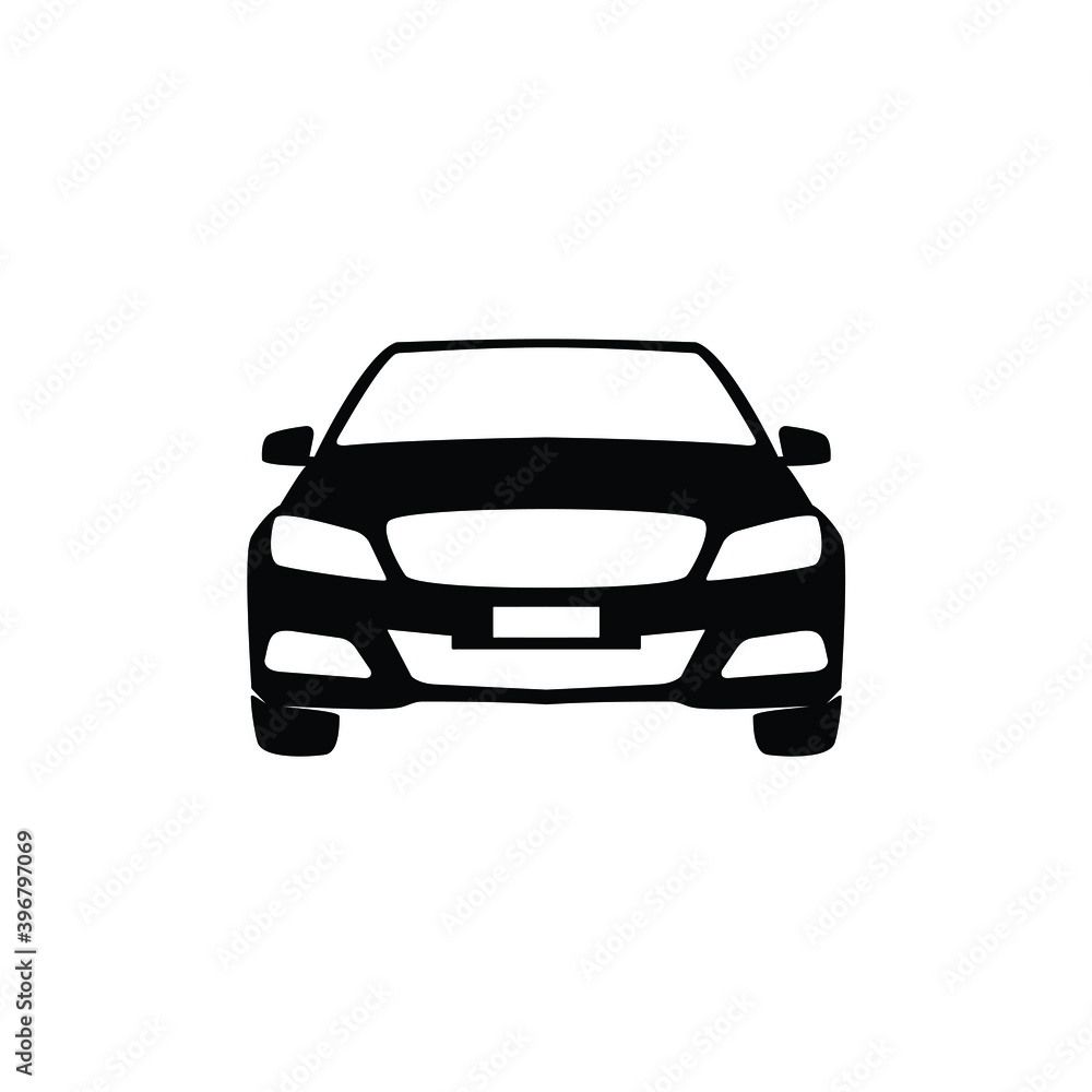 Illustration sport car silhouette from front logo design vector