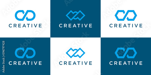 Set of creative monogram logo design template infinity