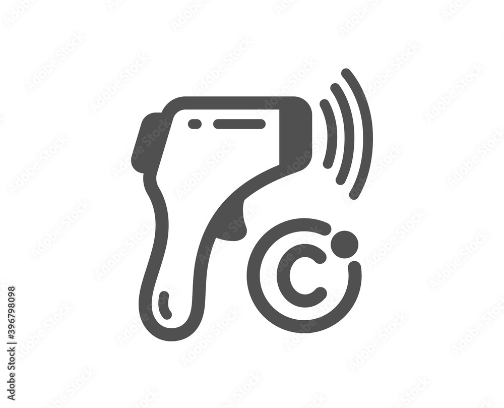 Electronic thermometer icon. Temperature scanner sign. Fever measuring symbol. Quality design element. Flat style electronic thermometer icon. Editable stroke. Vector Electronic thermometer icon. Temperature scanner sign. Fever measuring symbol. Quality design element. Flat style electronic thermometer icon. Editable stroke. Vector