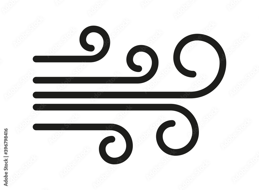 Wind icon isolated. Wave swirl weather vector symbol Wind icon isolated. Wave swirl weather vector symbol