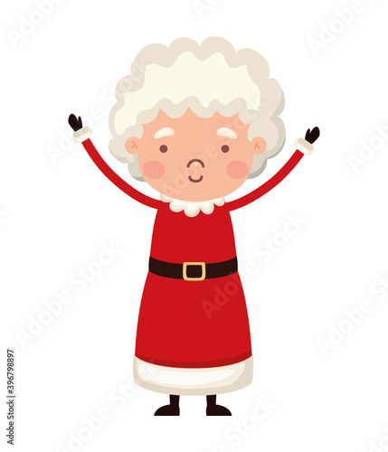 mrs santa claus with a red suit on a white background