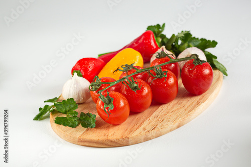 Tomatoes, peppers, carrots, greens-these vegetables are important in the car, Who and paleodiet. The concept of healthy, proper nutrition,. Diet, detox, cleansing.