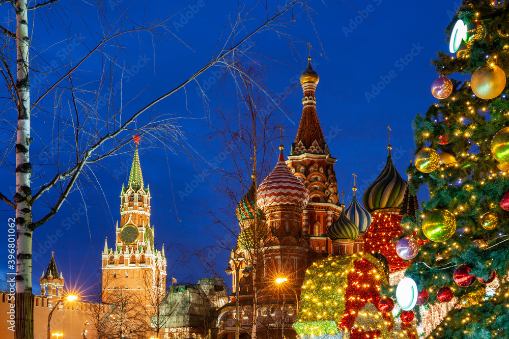Obraz premium Christmas Tree on the Red Square, Moscow, Russia
