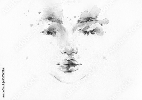Foto abstract woman face. fashion illustration. watercolor painting
