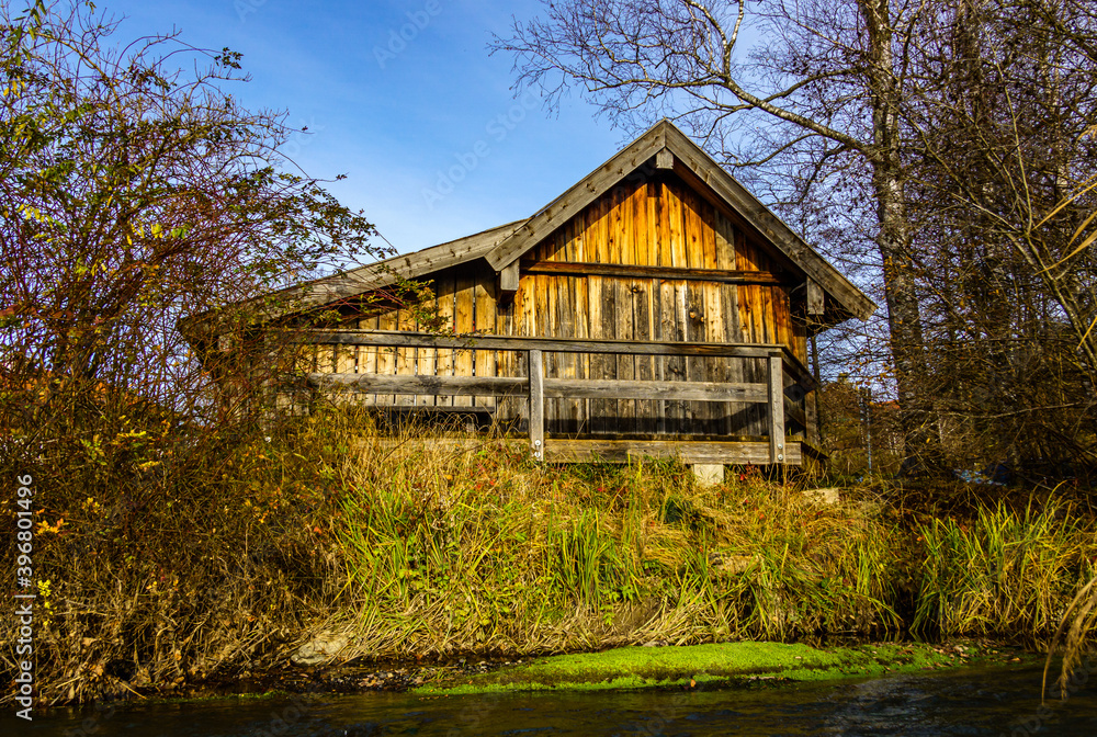 old wooden hut at the european alps