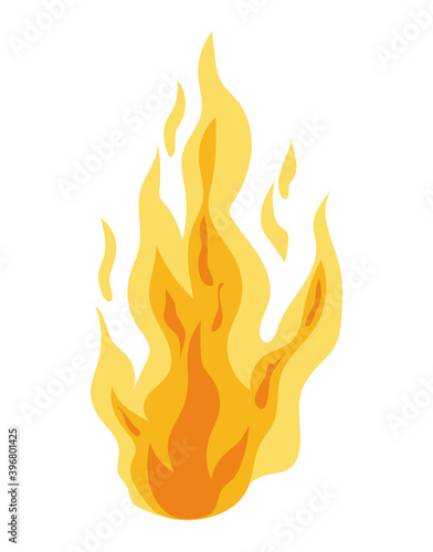 fire of orange and yellow color on white background