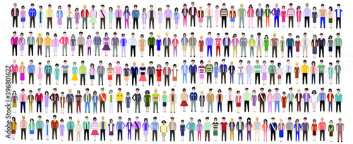 Multiethnic group of working people standing together on white background, diversity and multiculturalism. Set of full body diverse business people. Working man and woman