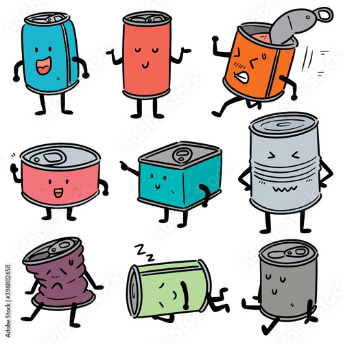 vector set of can cartoon